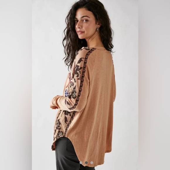 NWOT Free People Tall Tales Embellished Boho Long Sleeve Tunic Top - Picture 2 of 10